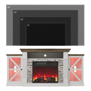 70" Electric Fireplace TV Stand – Farmhouse Entertainment Center