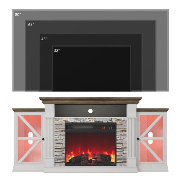 70" Electric Fireplace TV Stand – Farmhouse Entertainment Center