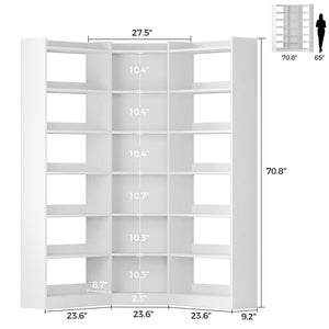 7-Tier Corner Bookshelf with Storage