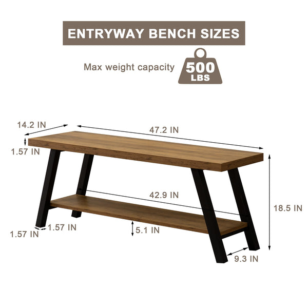 Entryway Shoe Storage Bench with Shelves – Industrial Style