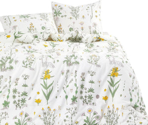 Botanical Comforter Set Queen – 100% Cotton Floral Bedding