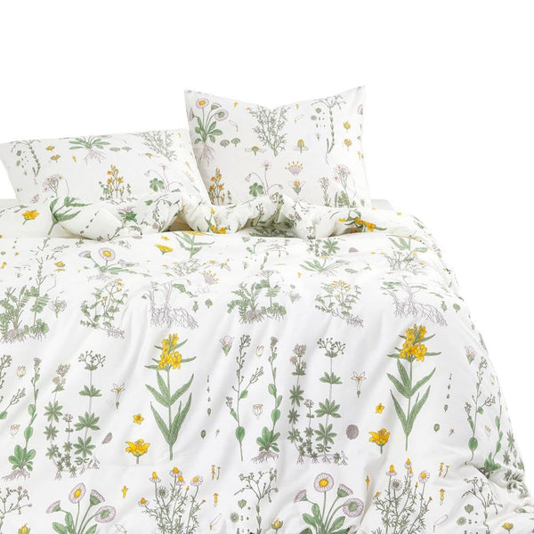 Botanical Comforter Set Queen – 100% Cotton Floral Bedding