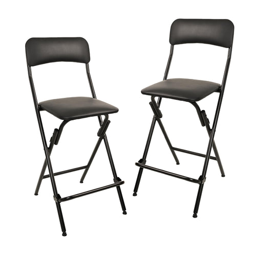 Folding Bar Stool with Footrest, Set of 2