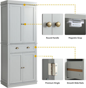 72" Kitchen Pantry Storage Cabinet with Drawer & Adjustable Shelves