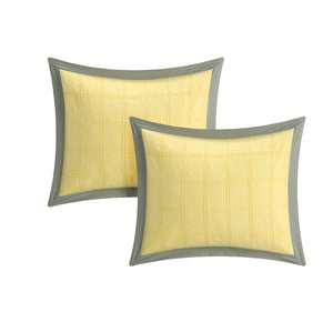 8-Piece Pintuck Color Block Comforter Set – Yellow Queen Bedding