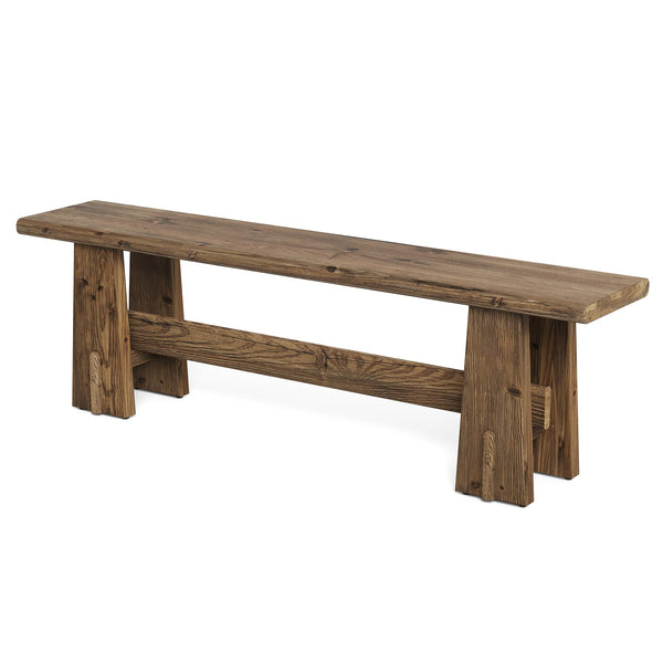 59" Solid Wood Farmhouse Bench
