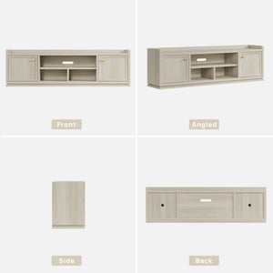 67" Fluted TV Stand with Cabinets & Open Shelves