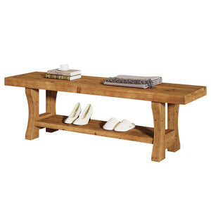 Solid Wood Entryway Bench – 55" Farmhouse Seat