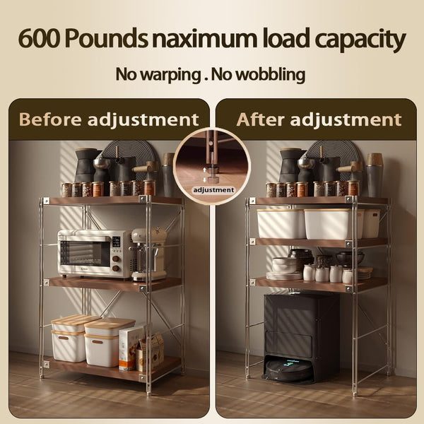 3-Tier Industrial Bookshelf with Adjustable Shelves