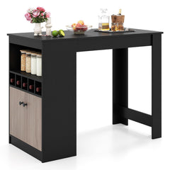 48" Bar Table with Storage Cabinet & Wine Rack