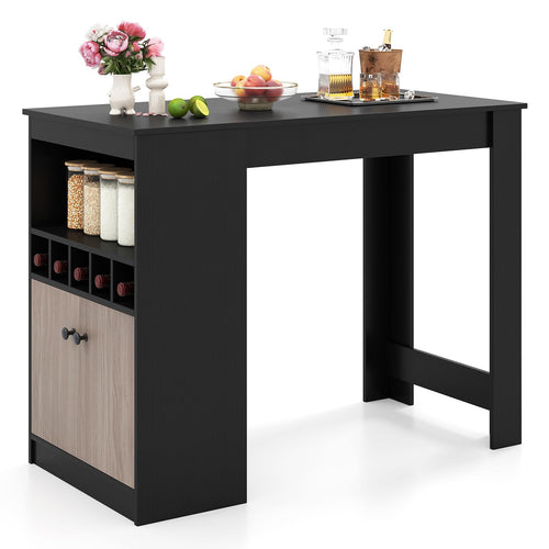 48" Bar Table with Storage Cabinet & Wine Rack
