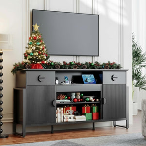 Fireplace TV Stand with Power Outlet & Storage Drawers