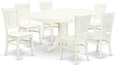 7-Piece Oval Dining Table Set with Butterfly Leaf & 6 Upholstered Chairs