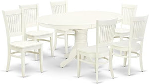 7-Piece Oval Dining Table Set with Butterfly Leaf & 6 Upholstered Chairs