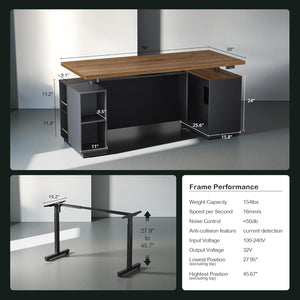 71-Inch Electric Standing Desk & Executive Desk Set with Hutch
