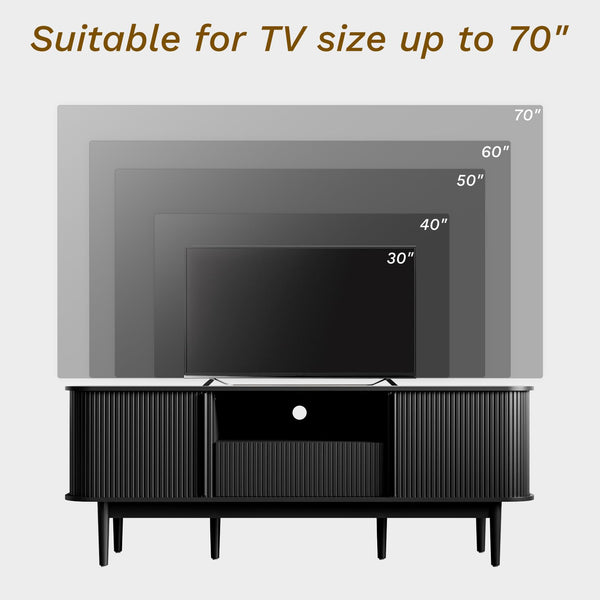 63" Fluted TV Stand with Sliding Doors