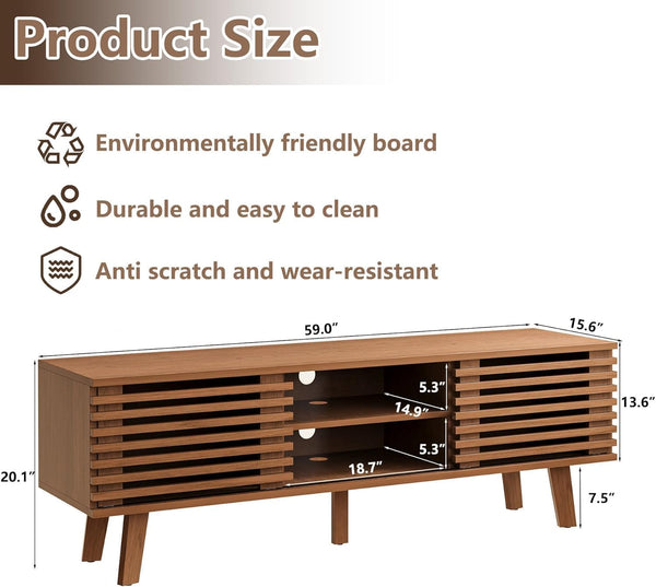 Living Room Table Set with Coffee Table, TV Stand & End Tables – Walnut