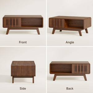 Mid-Century Modern Coffee Table with Sliding Cabinet Door