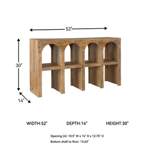 Mango Wood Console Sofa Table with 4 Shelves – Light Brown