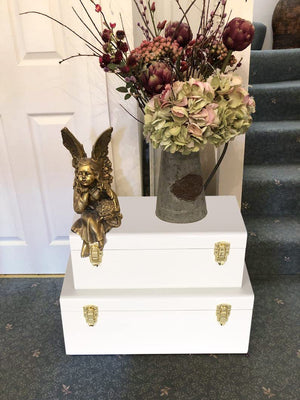 Metal Decorative Storage Trunk Set of 2 with Locking Clasps
