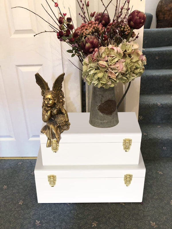 Metal Decorative Storage Trunk Set of 2 with Locking Clasps
