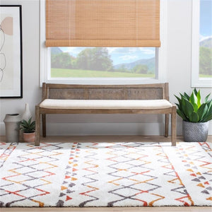 Transitional Wood Bench with Woven Cane Back