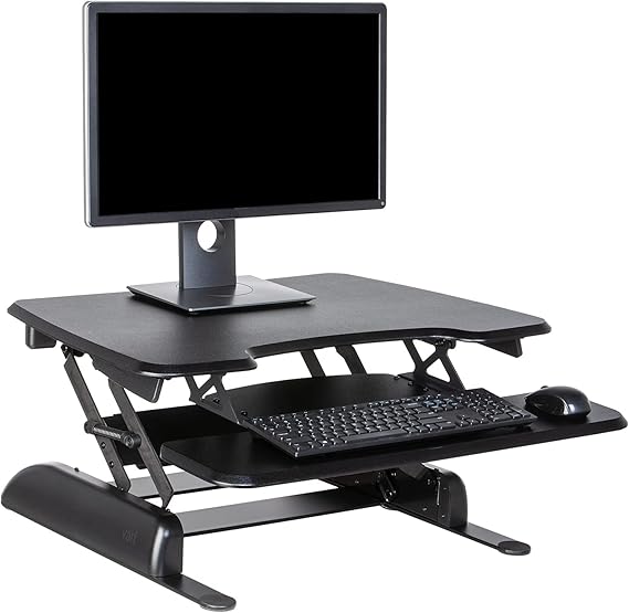 Two-Tier Standing Desk Converter – Height Adjustable Sit Stand Riser, 36" Wide, Black