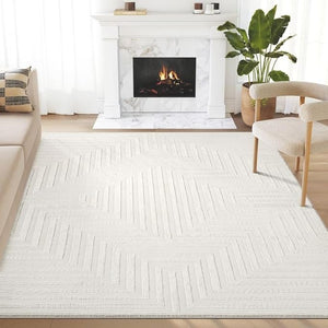 Cream Geometric Area Rug