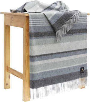 Alpaca Merino Wool Throw Blanket – Multicolor Striped, 72" x 60"