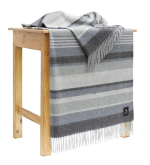 Alpaca Merino Wool Throw Blanket – Multicolor Striped, 72" x 60"
