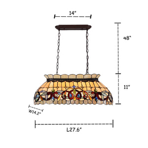 Tiffany Stained Glass Pool Table Pendant Light 28" 3-Light