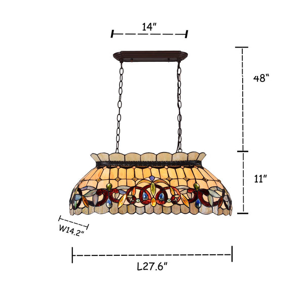 Tiffany Stained Glass Pool Table Pendant Light 28" 3-Light