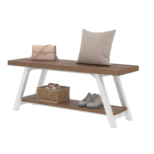 Rustic Entryway Bench with Shoe Storage