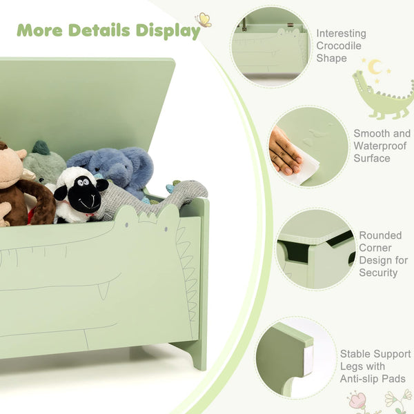 Kids Wooden Toy Box with Safety Hinge and Handles