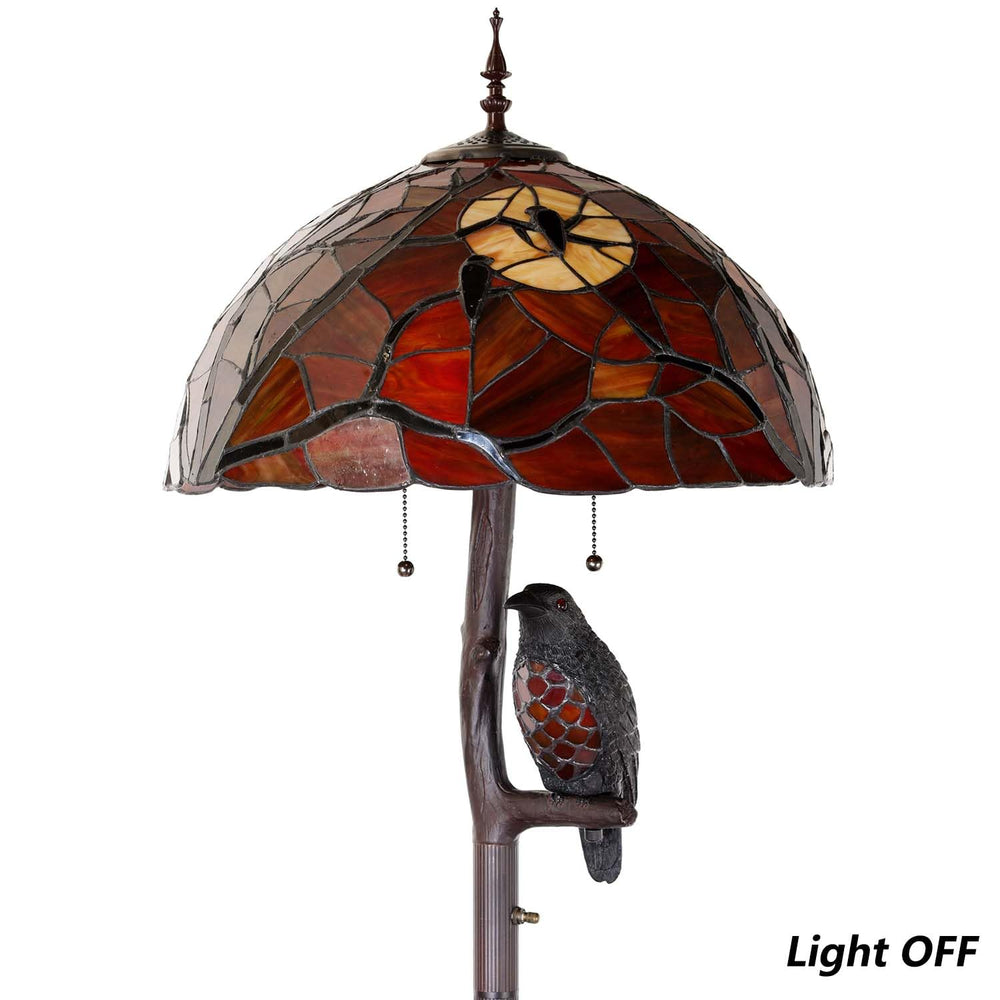 Tiffany Style Stained Glass Floor Lamp – Ravens & Moon