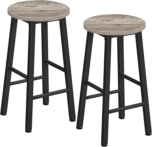 Industrial Bar Stools Set of 2 – Counter Height Kitchen Island Chairs