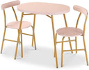 3-Piece Oval Dining Table Set with 2 Chairs, Metal Frame & Curved Backrests