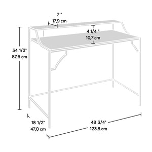 Writing Desk with Glass Shelf – Sindoori Mango & Satin Gold Frame