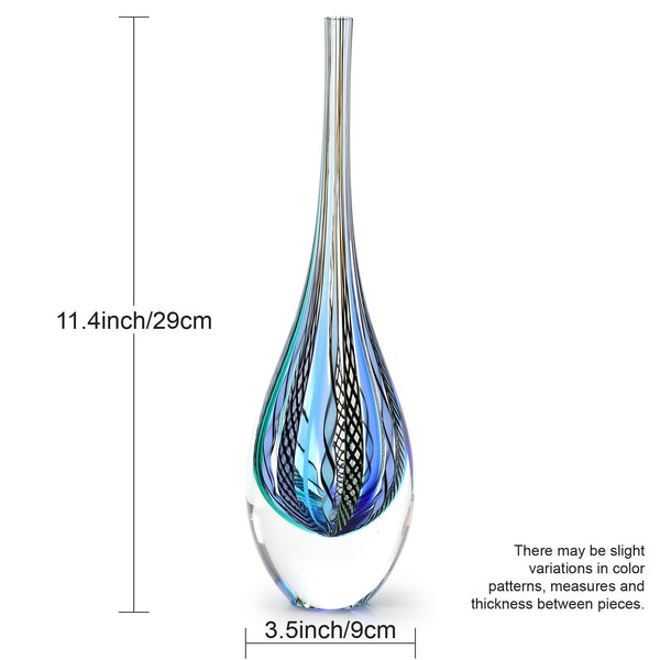 Hand Blown Glass Vase Tall Boho Art Glass Murano Style