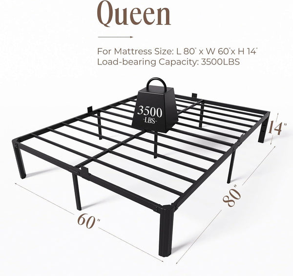 Metal Platform Bed Frame with Storage — Twin, Full, Queen, King