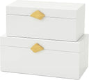 Decorative Wooden Storage Boxes with Gold Accent – Set of 2