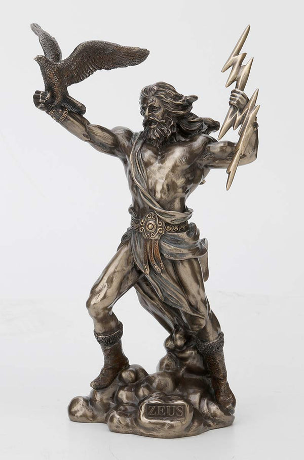 Zeus Thunderbolt Strike Cold Cast Bronze Resin Statue