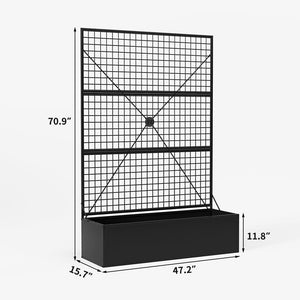 Metal Raised Garden Bed with Trellis & Privacy Screen – Outdoor Planter Box