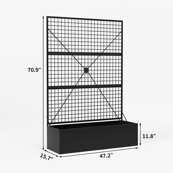 Metal Raised Garden Bed with Trellis & Privacy Screen – Outdoor Planter Box
