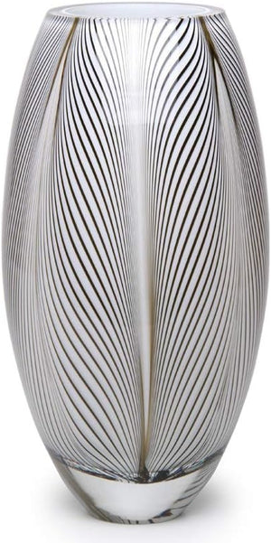 Hand Blown Art Glass Vase – Feather Pattern