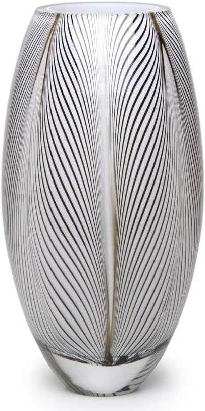 Hand Blown Art Glass Vase – Feather Pattern
