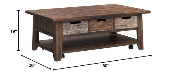 Painted Canyon Castored Rectangle Cocktail Table