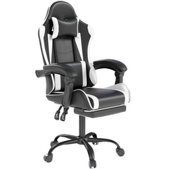 Gaming Chair with Headrest, Lumbar Support & Retractable Footrest
