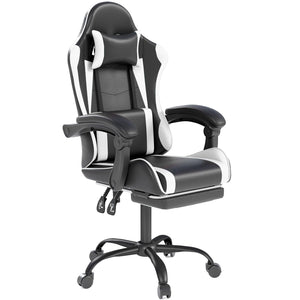 Gaming Chair with Headrest, Lumbar Support & Retractable Footrest