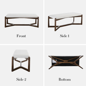Mid-Century Modern Upholstered Bench with X-Shape Wood Base